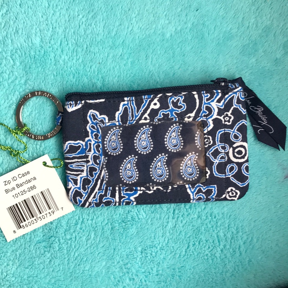 NWOT Vera Bradley Zip ID Case in Blue Bandana
